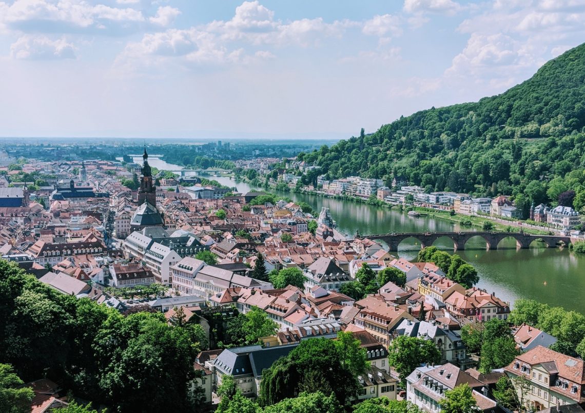 Heidelberg city view on Necker River