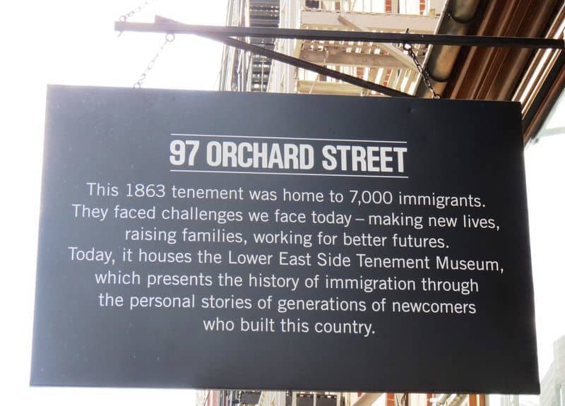 Tenement Museum New York City Sign on Orchard Street