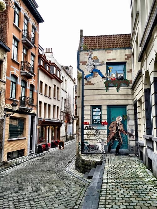 Brussels Comic Book Art Mural on the Street