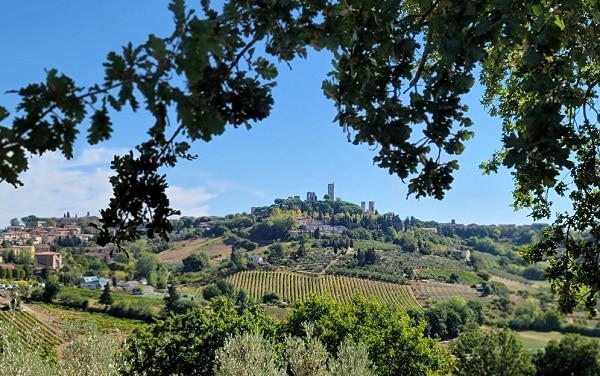 view of San Gimignano in Tuscany Italy hosted by World Vegan Tours