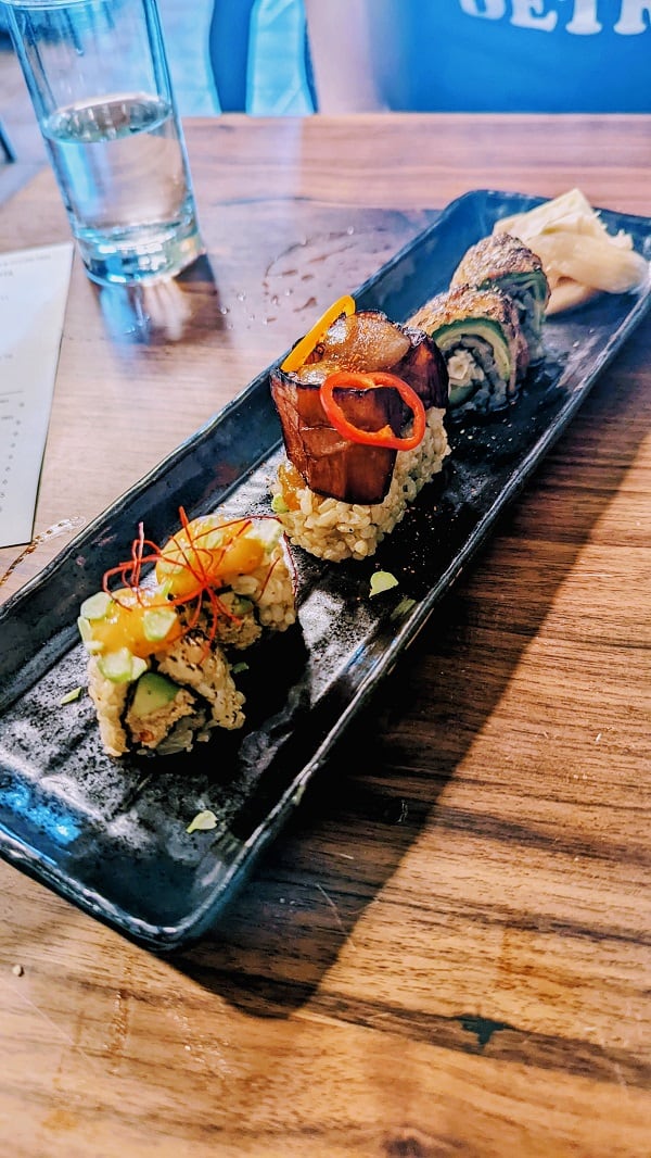 Shojin vegan and gluten free sushi sampler LA