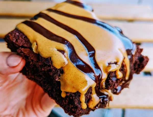 Imagine Vegan Cafe Memphis Chocolate Peanut Butter Fudge Brownie vegan and gluten-free
