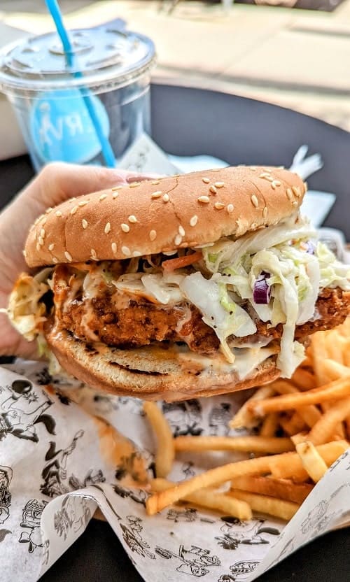 vegan fried chicken sandwich at an LA vegan festival