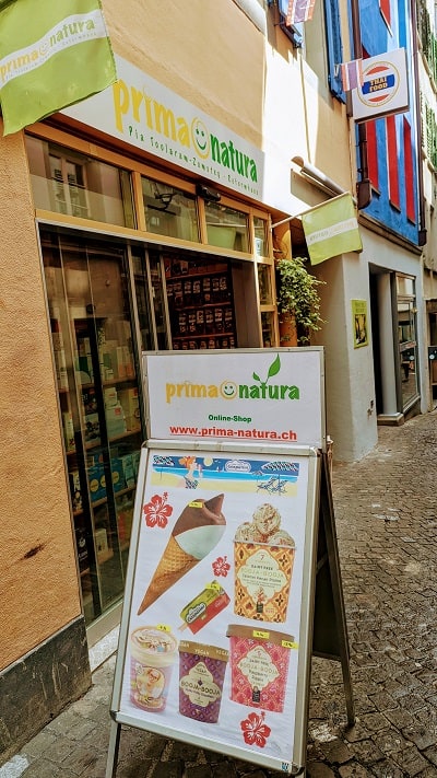 Prima Natura Natural Market shop sign in Lucerne