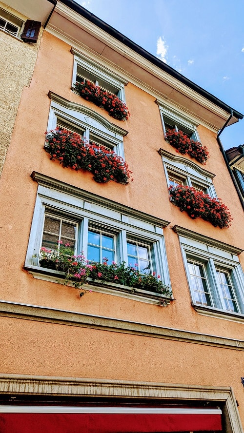 Zurich Alstadt Building with flower boxes