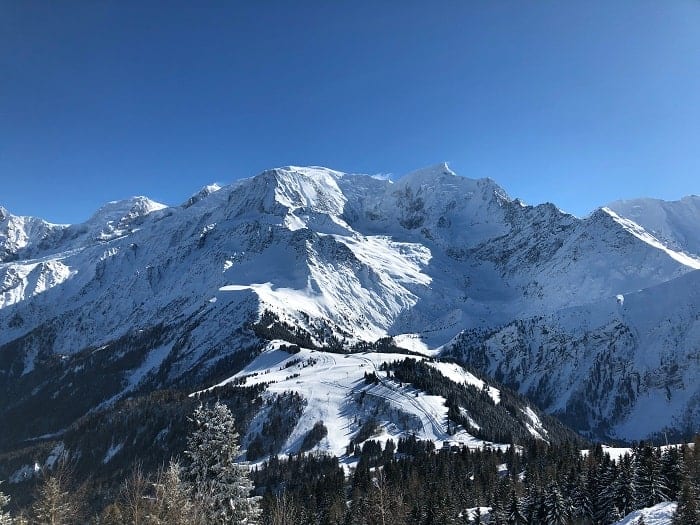 snow covered mont blanc in switzerland