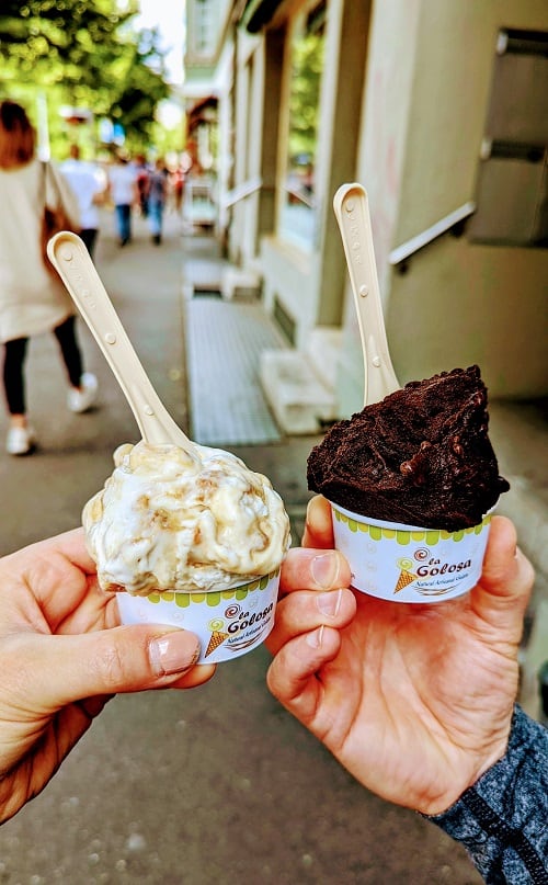 two vegan gelatos in a cup from la golosa bern