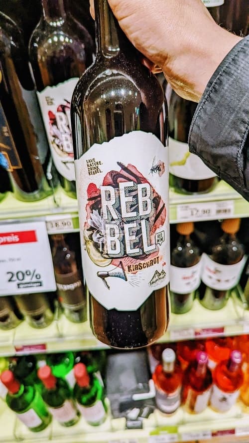 rebbel swiss vegan red wine at alnatura market in bern