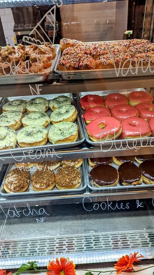 trays of vegan donuts covered in icing from bunners in toronto
