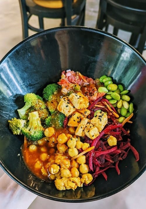 veggie power bowl with edamame, chickpeas, and broccoli from copper branch in nashville