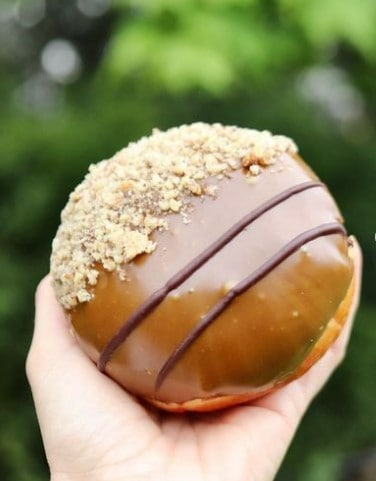 vegan ferrero rocher donut topped with chocolate and nuts from rolling donut in dublin