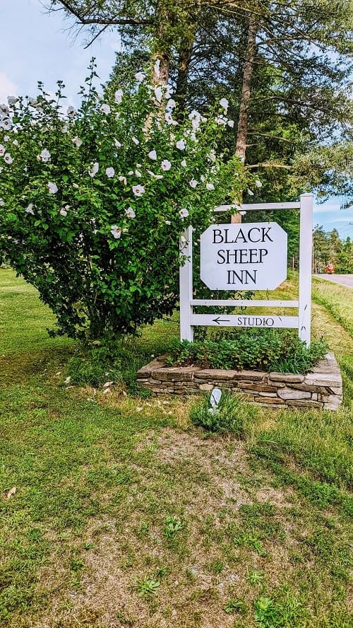 entrance sign to black sheep inn and spa in hammondsport ny