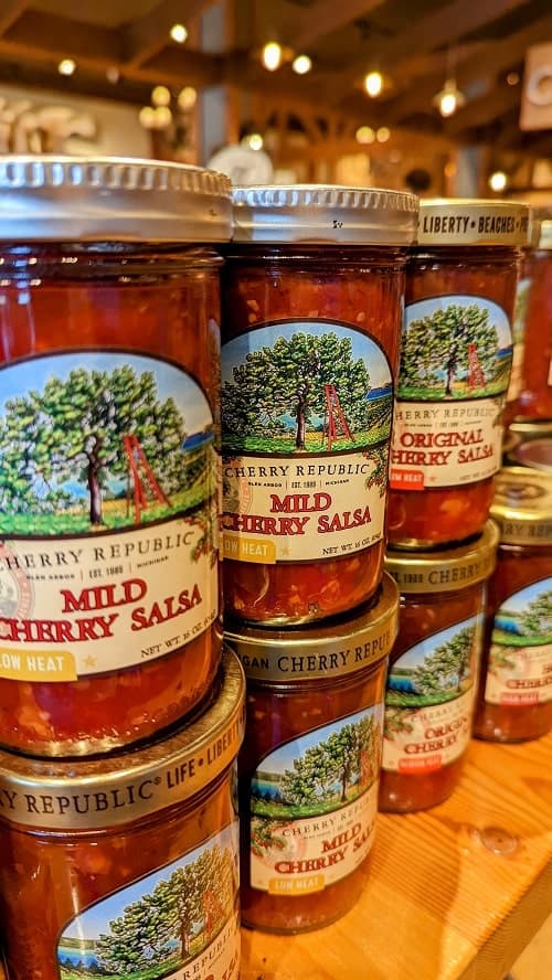 mild cherry salsa jars  at cherry republic in traverse city