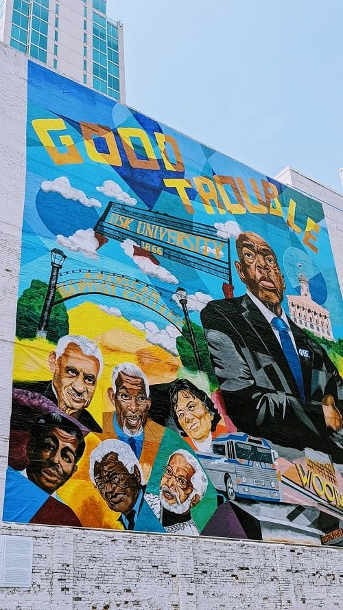 get into good trouble mural in downtown nashville