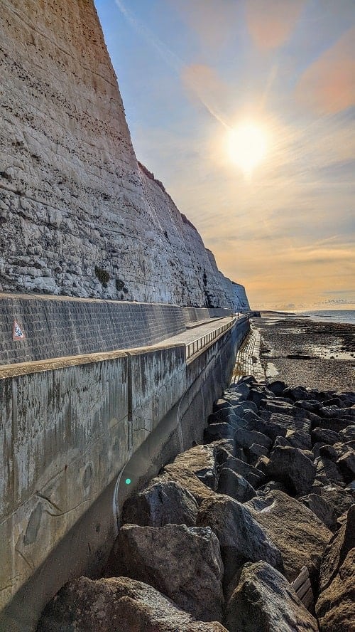white cliff along the undercliff walking path on the brighton waterfront