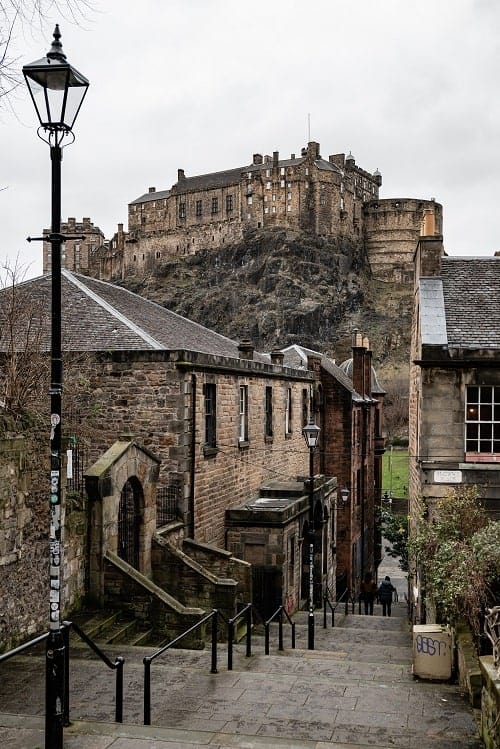 view of edinburgh castle on a gray day