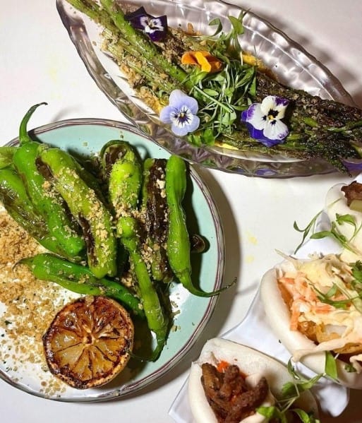 delicious spread of vegan dinner options at the upscale ladybird in nyc