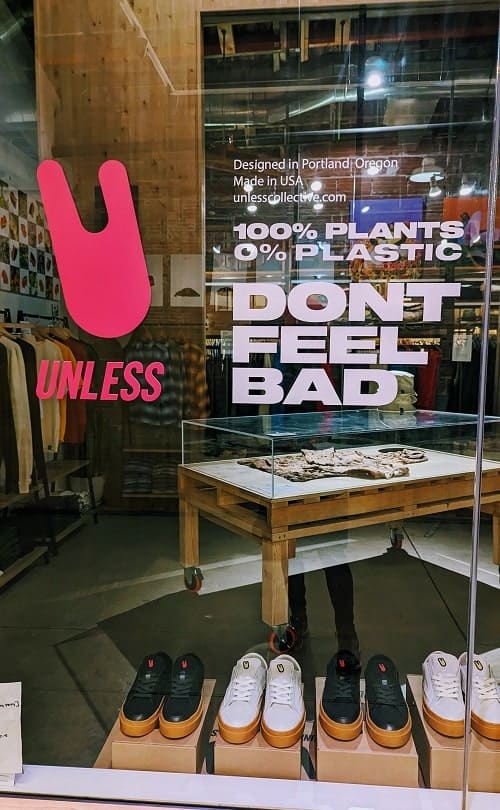 the outside of the plant base plastic free streetwear shop unless in portland 