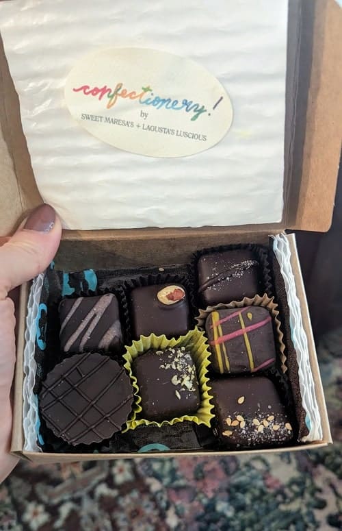box of vegan chocolates from confectionary in nyc