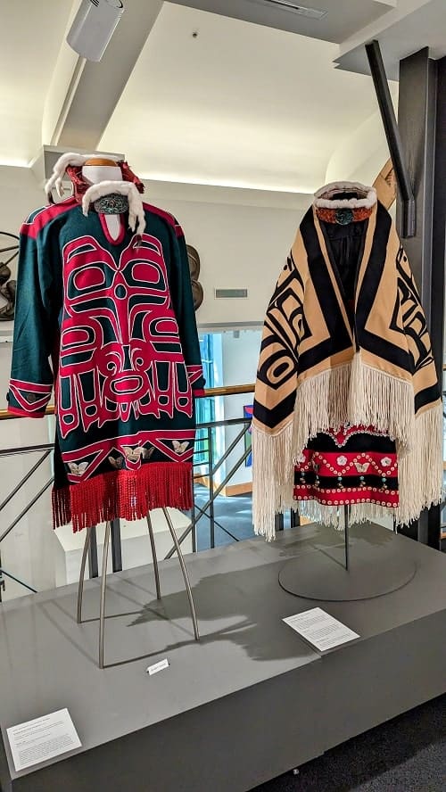 traditional indigenous clothing at the bill reid art gallery in vancouver
