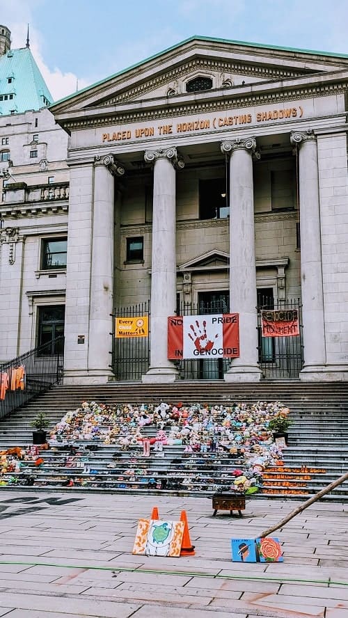 indigenous peoples protest display in downtown vancouver