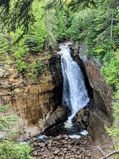 miners castle waterfall in the pictured rocks national lakeshore