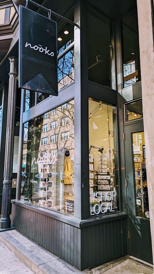 the outside of the independent boutique nooks in vancouver