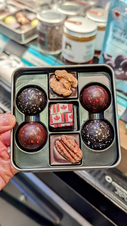 a box of seven vegan artisanal chocolates from chocolatas in vancouver