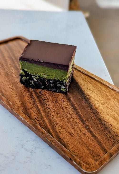 raw vegan chocolate nanaimo bar from level v bakery in vancouver