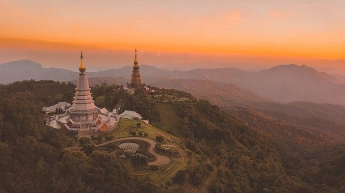 Doi inthanon national park in Chiang Mai thailand at sunset
