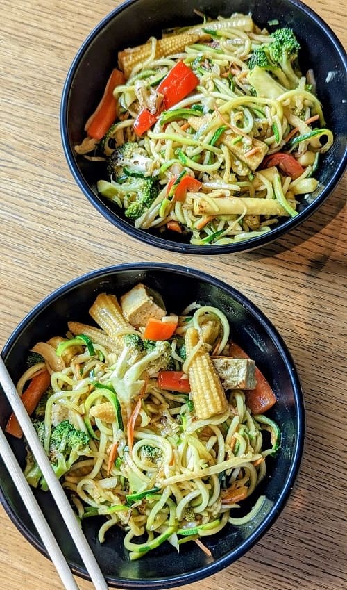two mega vegan vietnamese inspired bowls with zucchini noodles at wok on in Reykjavik 
