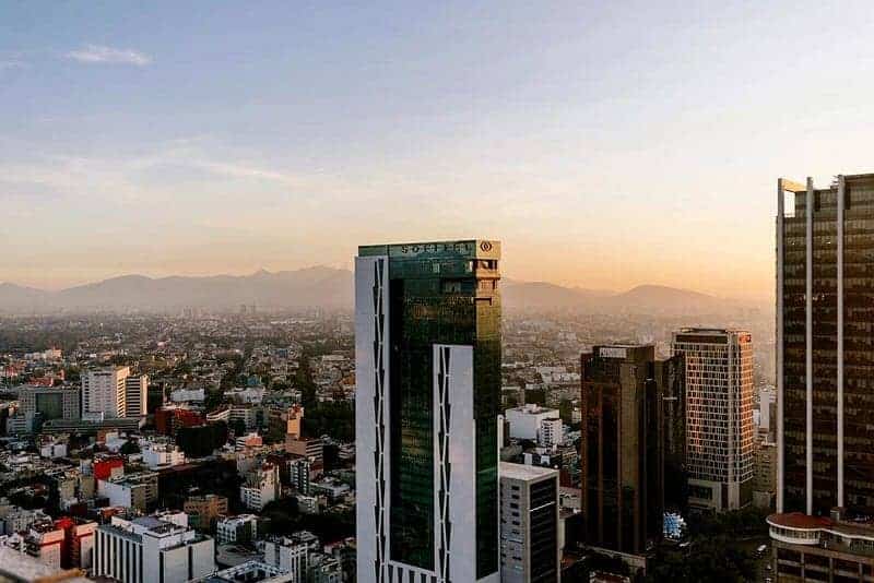 skyline view with the  Sofitel Mexico City Reforma