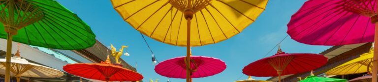 colorful umbrellas blocking the sun in thailand