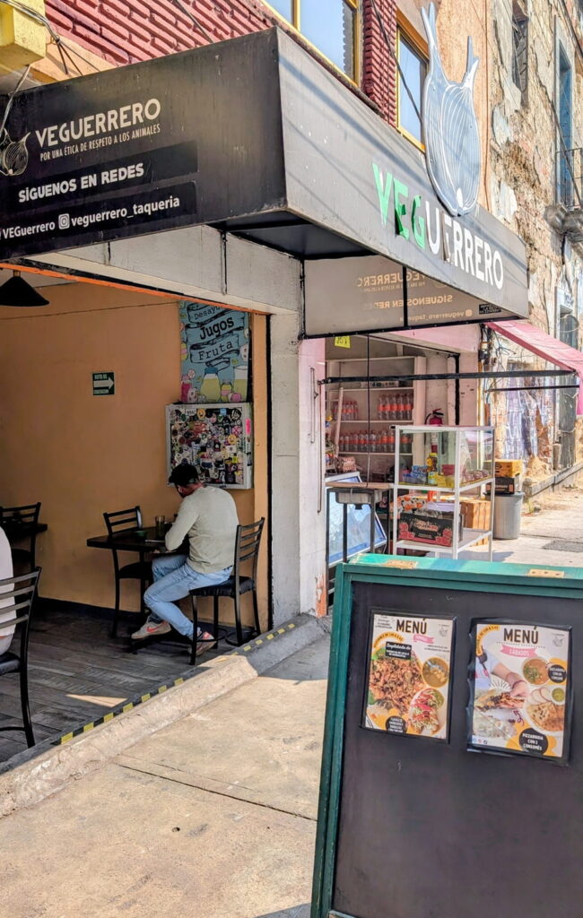 the entrance to the small family run vegan spot VEGuerrero in cdmx