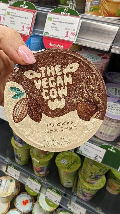 a single tun of vegan yogurt from the brand the vegan cow in hamburg