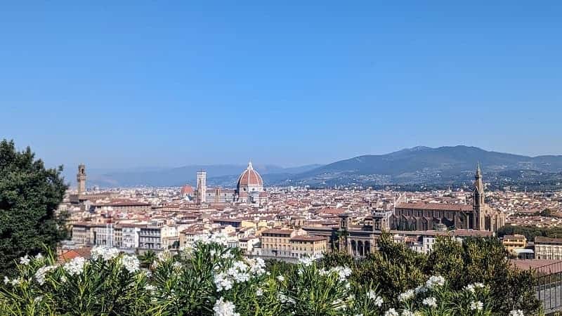 florence skyline view from the Michelangelo plaza in florence