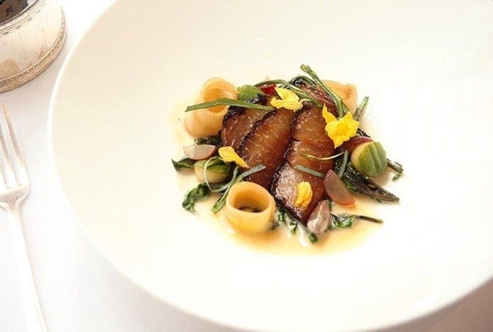 elegantly plated vegan dish from Michelin starred restaurant gauthier soho in london