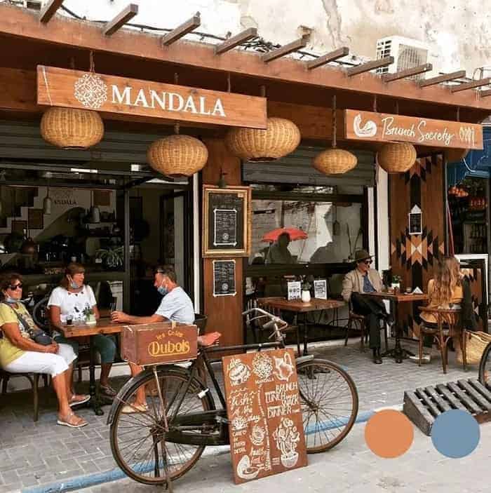 the outside of the casual vegan-friendly cafe the mandala society in marrakesh