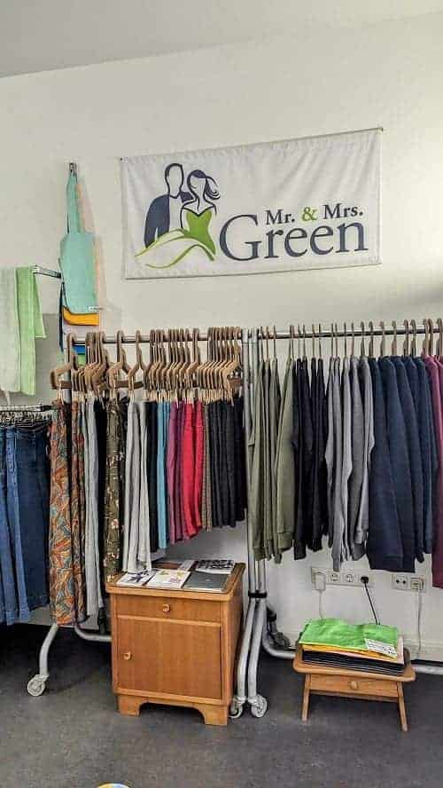 inside of the eco and vegan friendly clothing shop mr and mrs green in hamburg