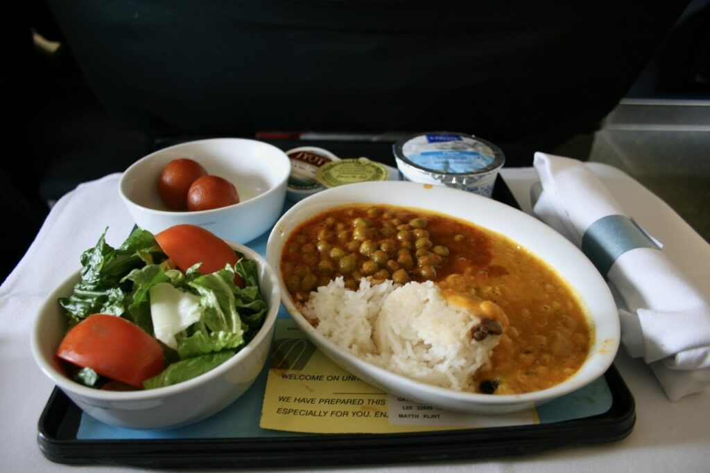 vegan meal on a united air flight