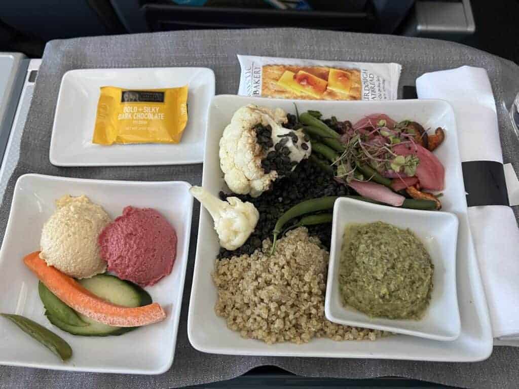 vegan meal option in first class on american airlines
