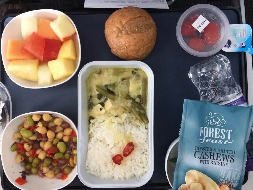 vegan meal on a british airways flight