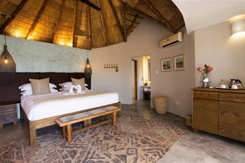inside of a beautiful guestroom at Klaserie Drift Safari Camps in south africa