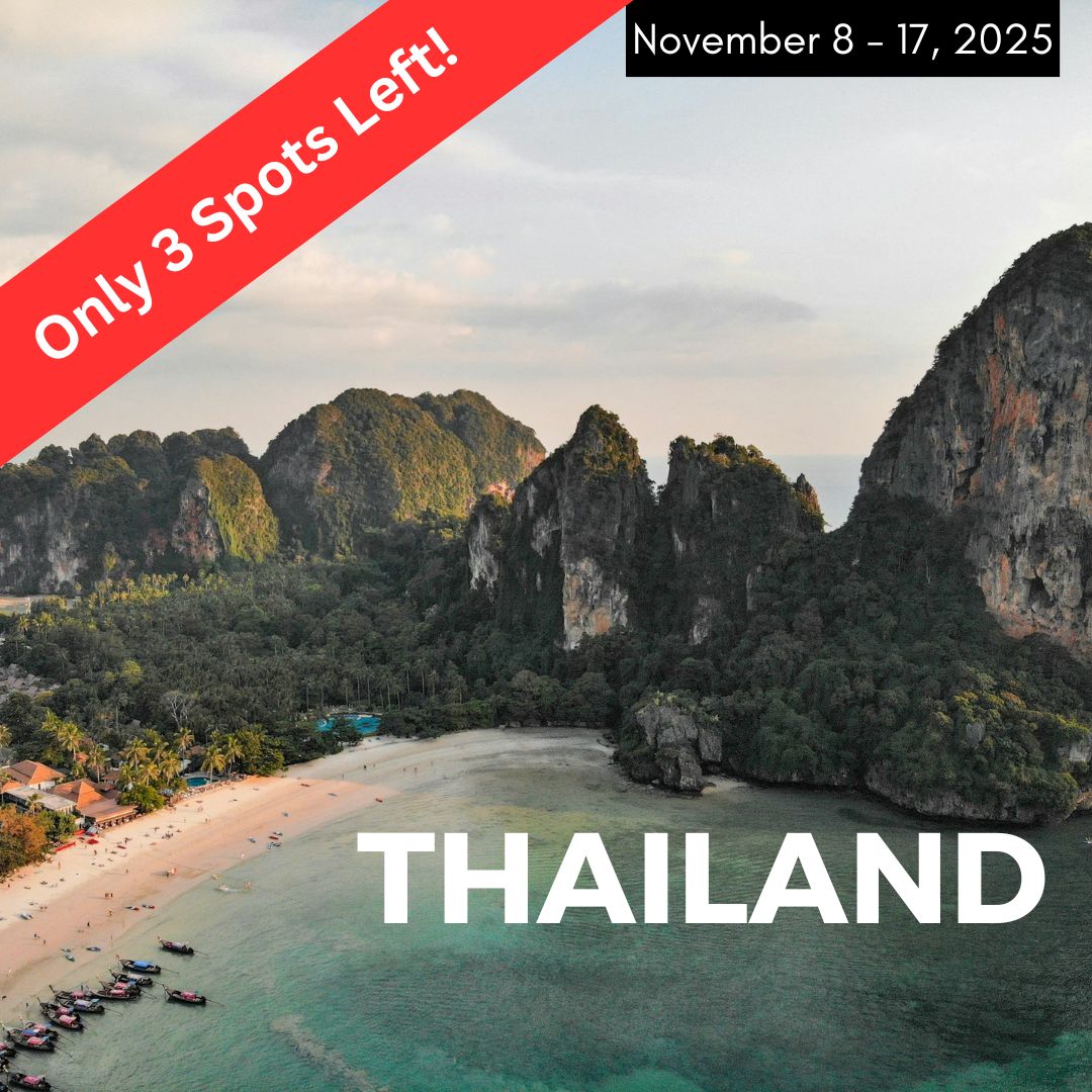 marketing image of thailand promoting a vegan tour with only three spots left