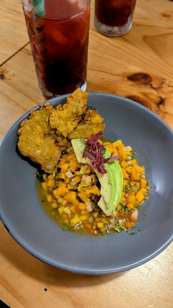 bowl of colorful vegan ceviche from arbol de seda in san jose costa rica