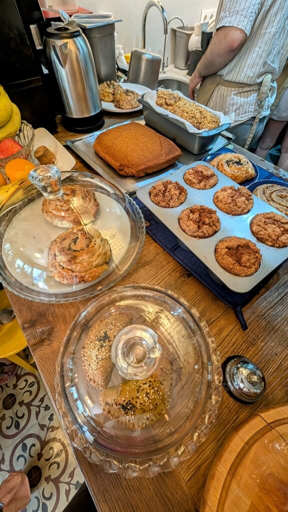 a spread of vegan baked goods direclty out of the oven at Vegan Dükkan Lokanta