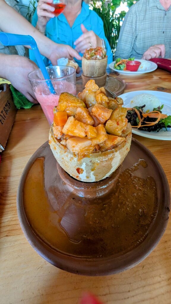 a vegan vegetable stew served in a clay pot in cappadocia turkey