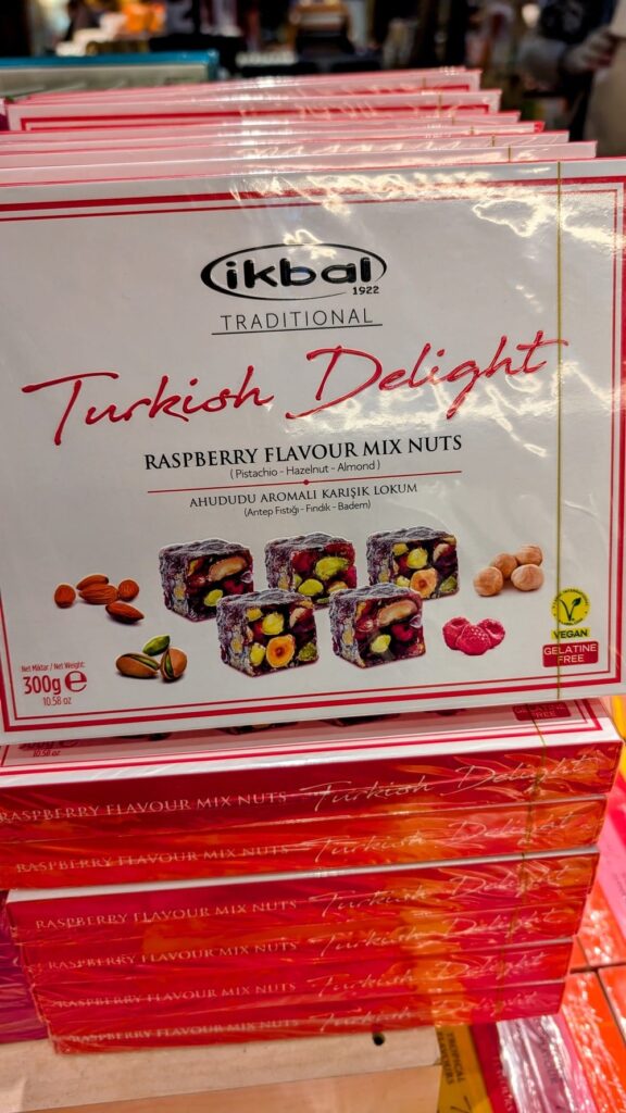a white box with vegan turkish delights