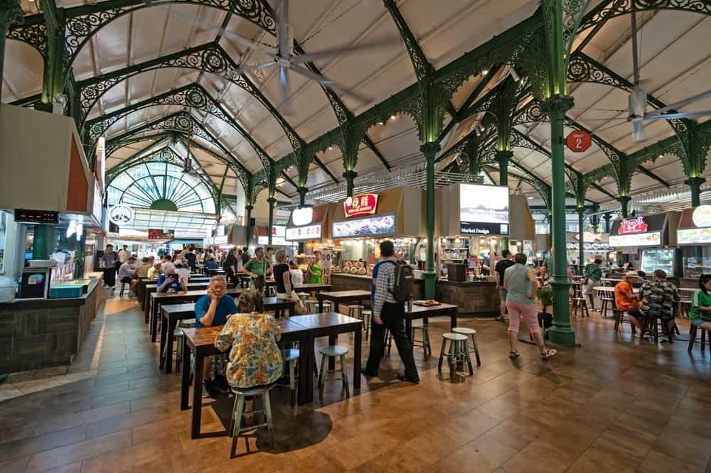 Lau Pa Sat, or old market, is a restored hawker centre in Singapore.