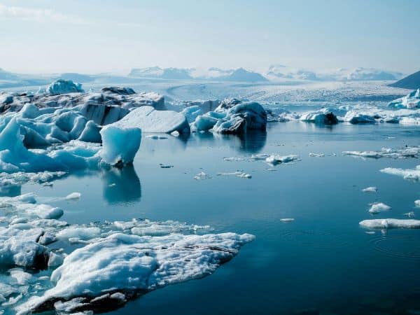 glacier filled lagoon in iceland
